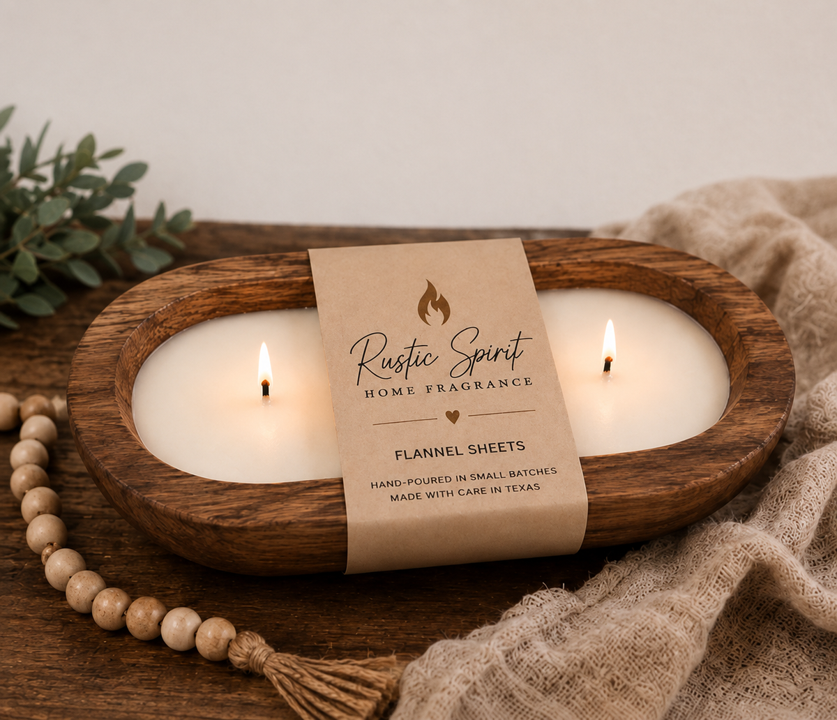 18 oz Wood Dough Bowl Candle- Made on Order
